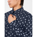 Ben Sherman Long Sleeve Shirt: Mirco Paisley - Dark Navy