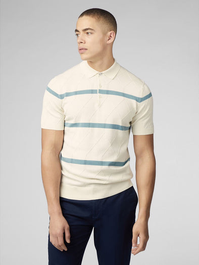 Ben Sherman Argyle Stripe Polo - Ivory