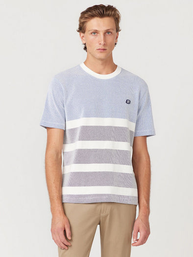 Ben Sherman Textured Block Tee - Blue Stripe