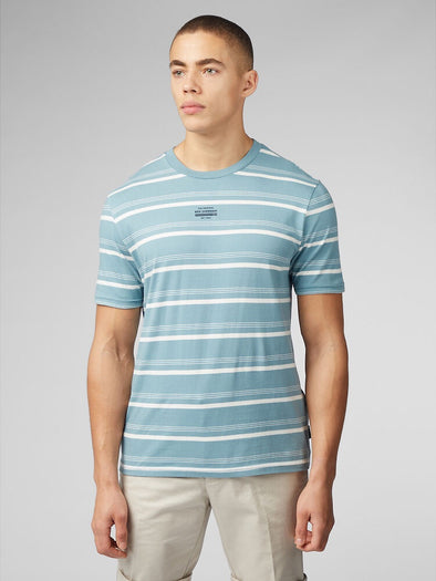 Ben Sherman Fine Stripe Tee - Petrol Blue