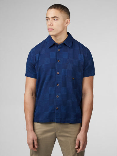 Ben Sherman Short Sleeve Shirt: Checked - Indigo