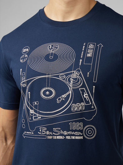 Ben Sherman Linear Record Player Tee - Dark Navy