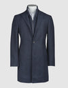Compton Herringbone Overcoat - Navy