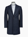 Compton Herringbone Overcoat - Navy
