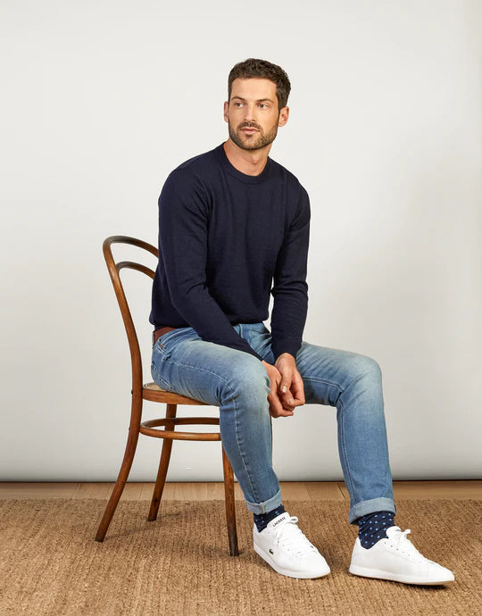 Naseby Crew Neck Merino - Navy