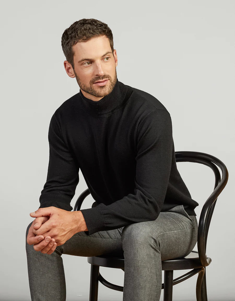 Wanaka Roll Neck Merino - Black