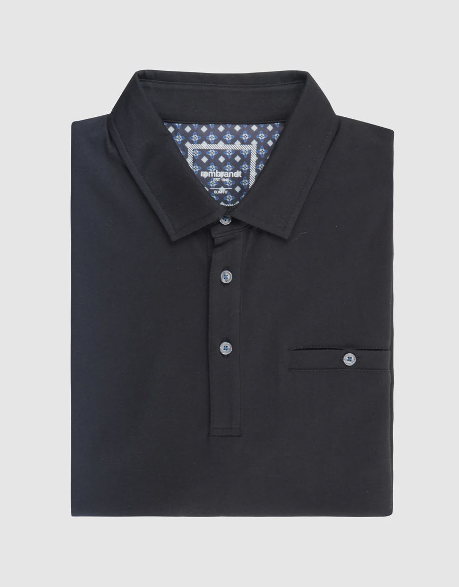 Portofino Cotton Polo - Black