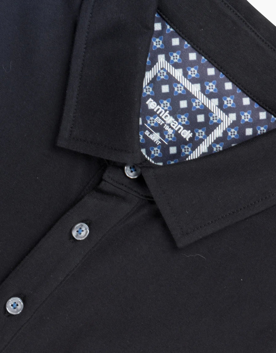 Portofino Cotton Polo - Black