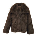 Convertible Lush Vegan Fur Jacket in Chocolate