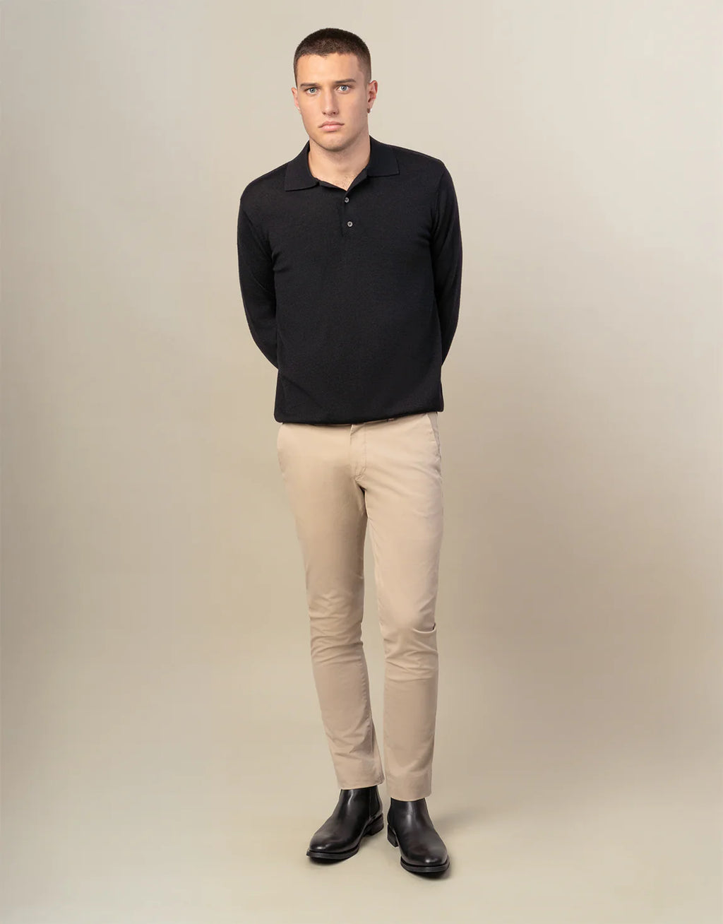 Owaka 100% Merino Polo - Black