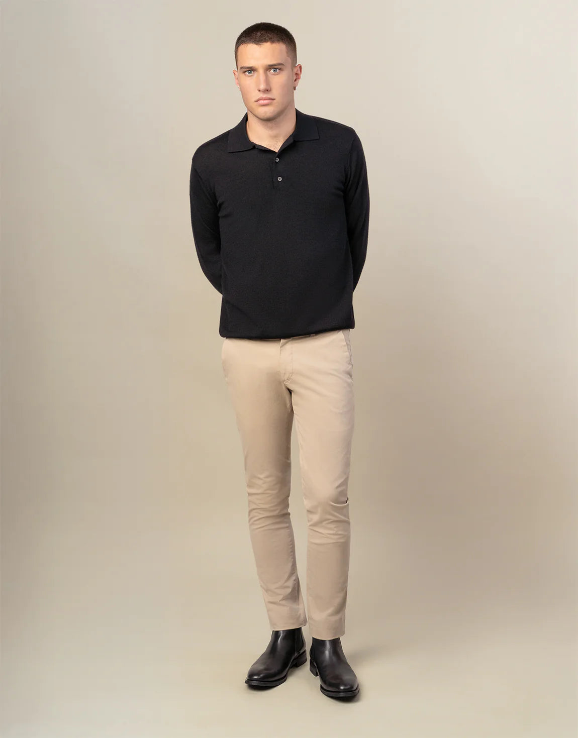 Owaka 100% Merino Polo - Black