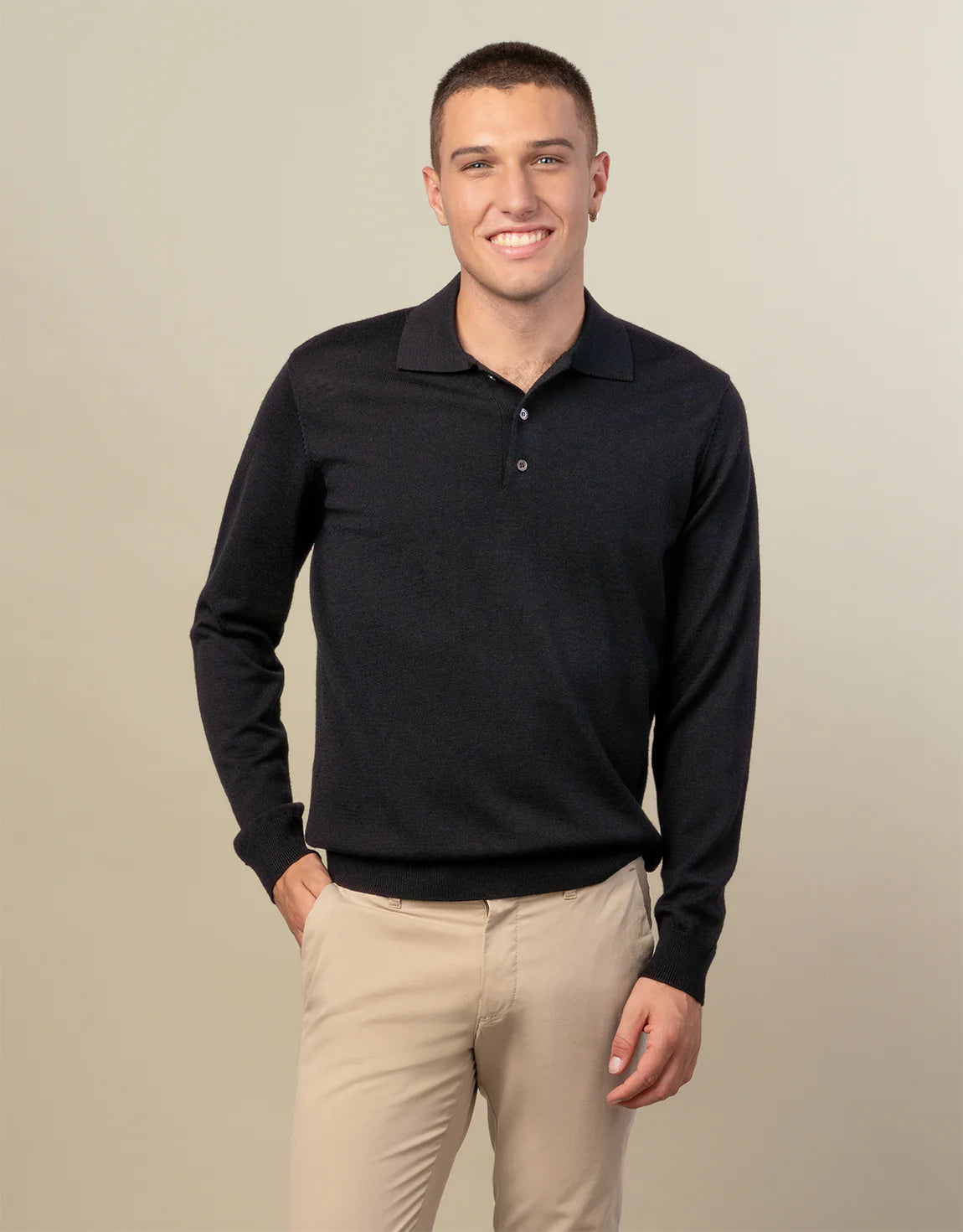 Owaka 100% Merino Polo - Black