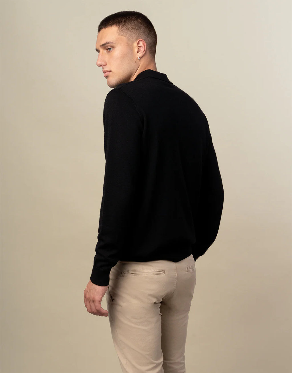 Owaka 100% Merino Polo - Black