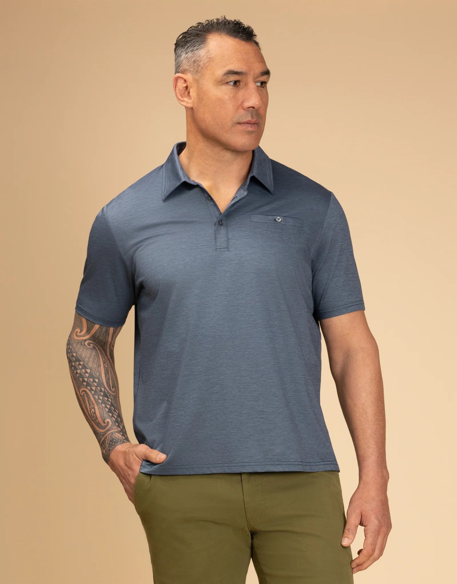 Portofino Cotton Polo Polo - Demin Marl