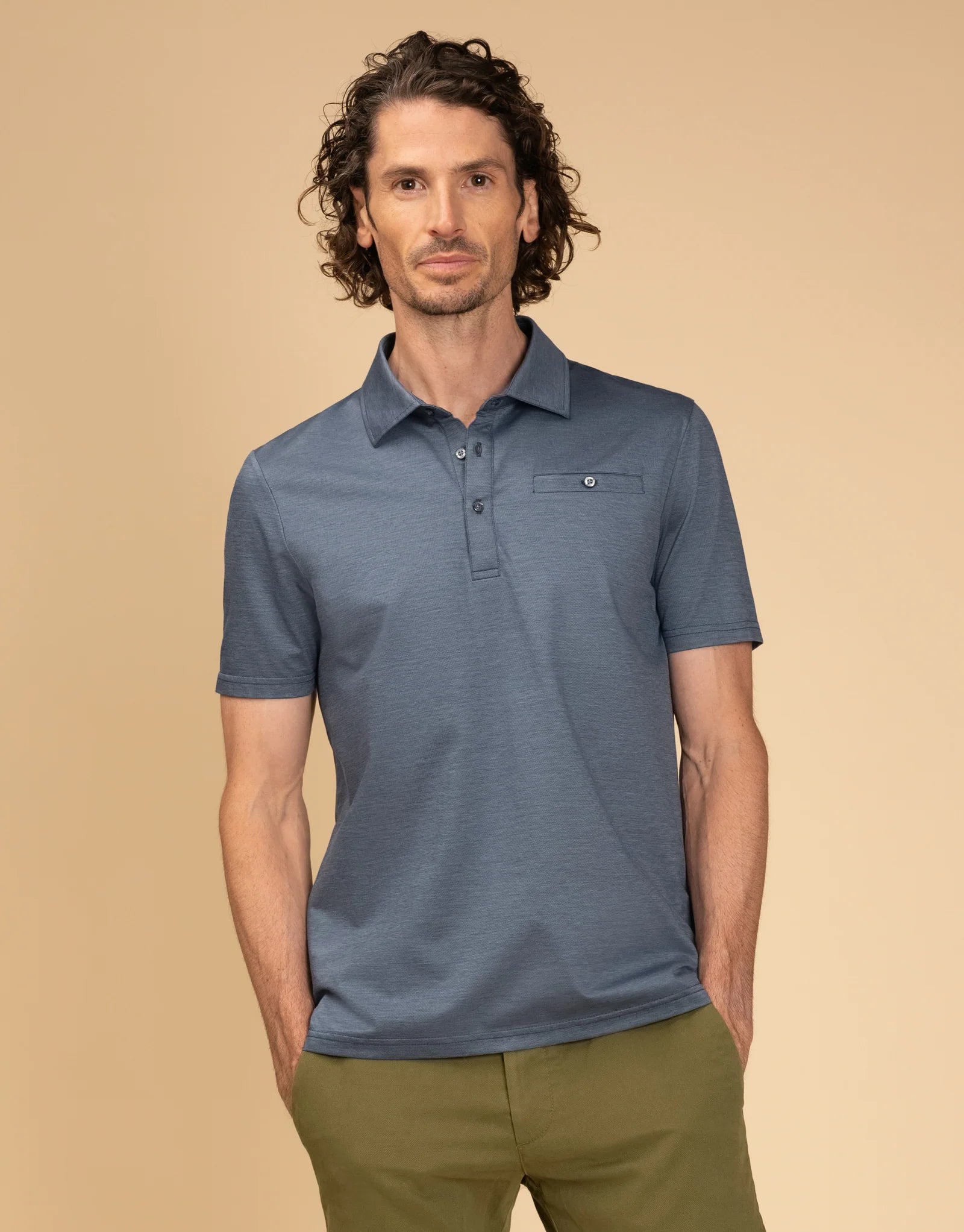 Portofino Cotton Polo Polo - Demin Marl