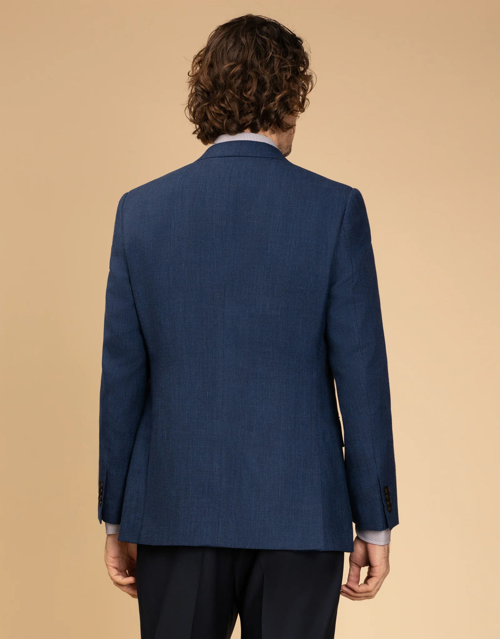 Hawker Wool Linen Textured Blazer -  Blue