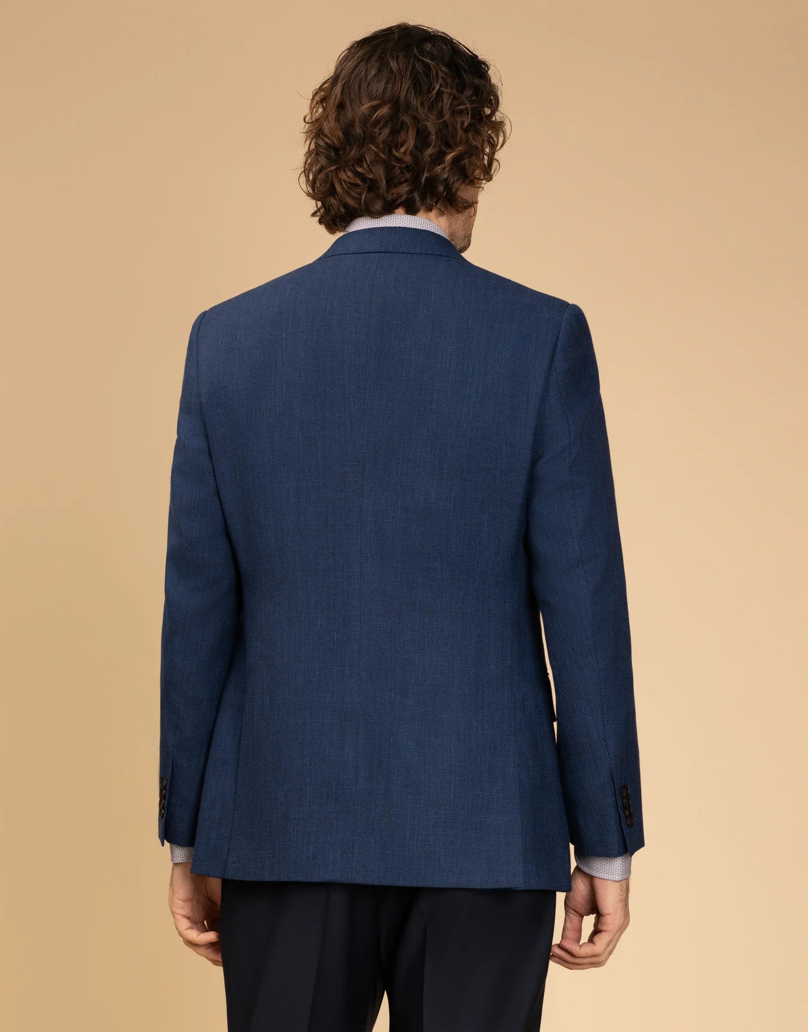 Hawker Wool Linen Textured Blazer -  Blue