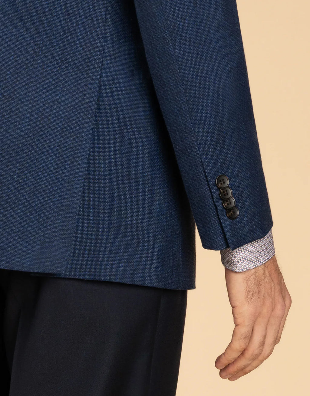 Hawker Wool Linen Textured Blazer -  Blue