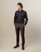 London Long Sleeve Shirt: Plain Poplin - Black