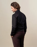 London Long Sleeve Shirt: Plain Poplin - Black
