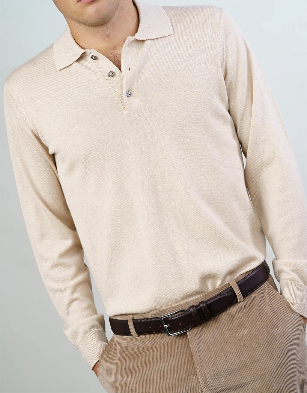 Owaka 100% Merino Polo - Beige