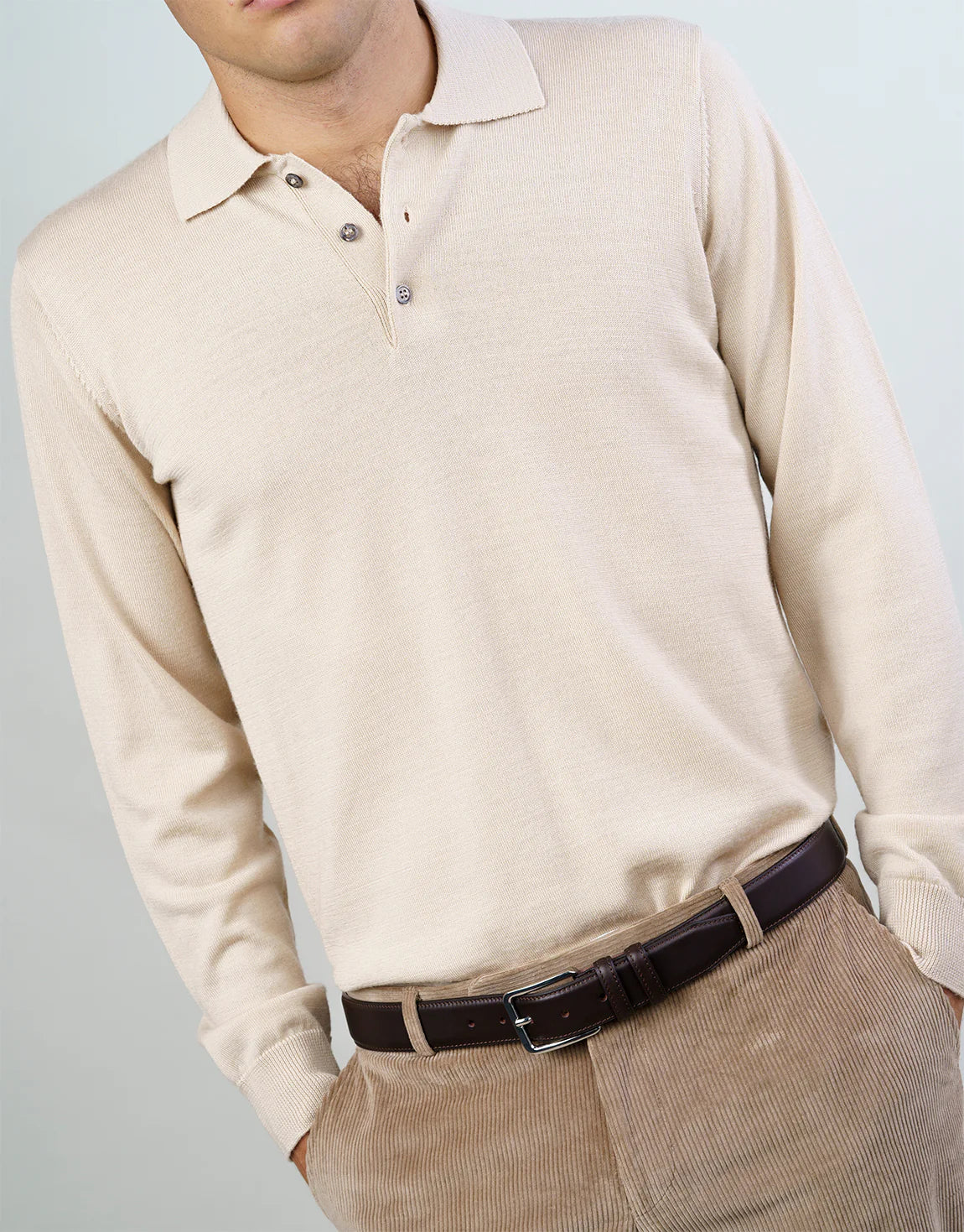 Owaka 100% Merino Polo - Beige