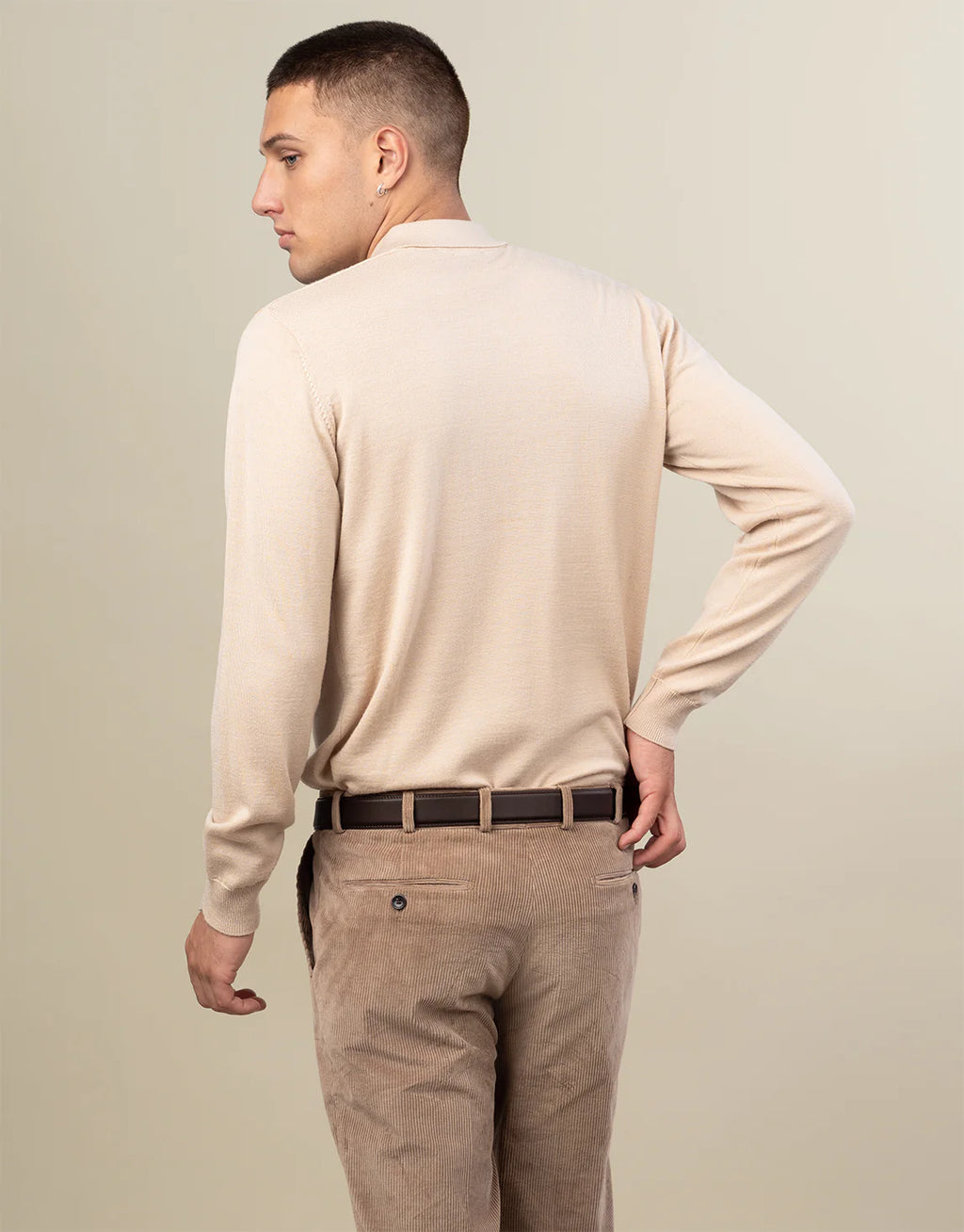 Owaka 100% Merino Polo - Beige