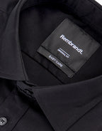 London Long Sleeve Shirt: Plain Poplin - Black