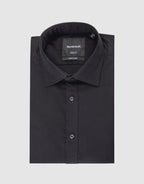 London Long Sleeve Shirt: Plain Poplin - Black