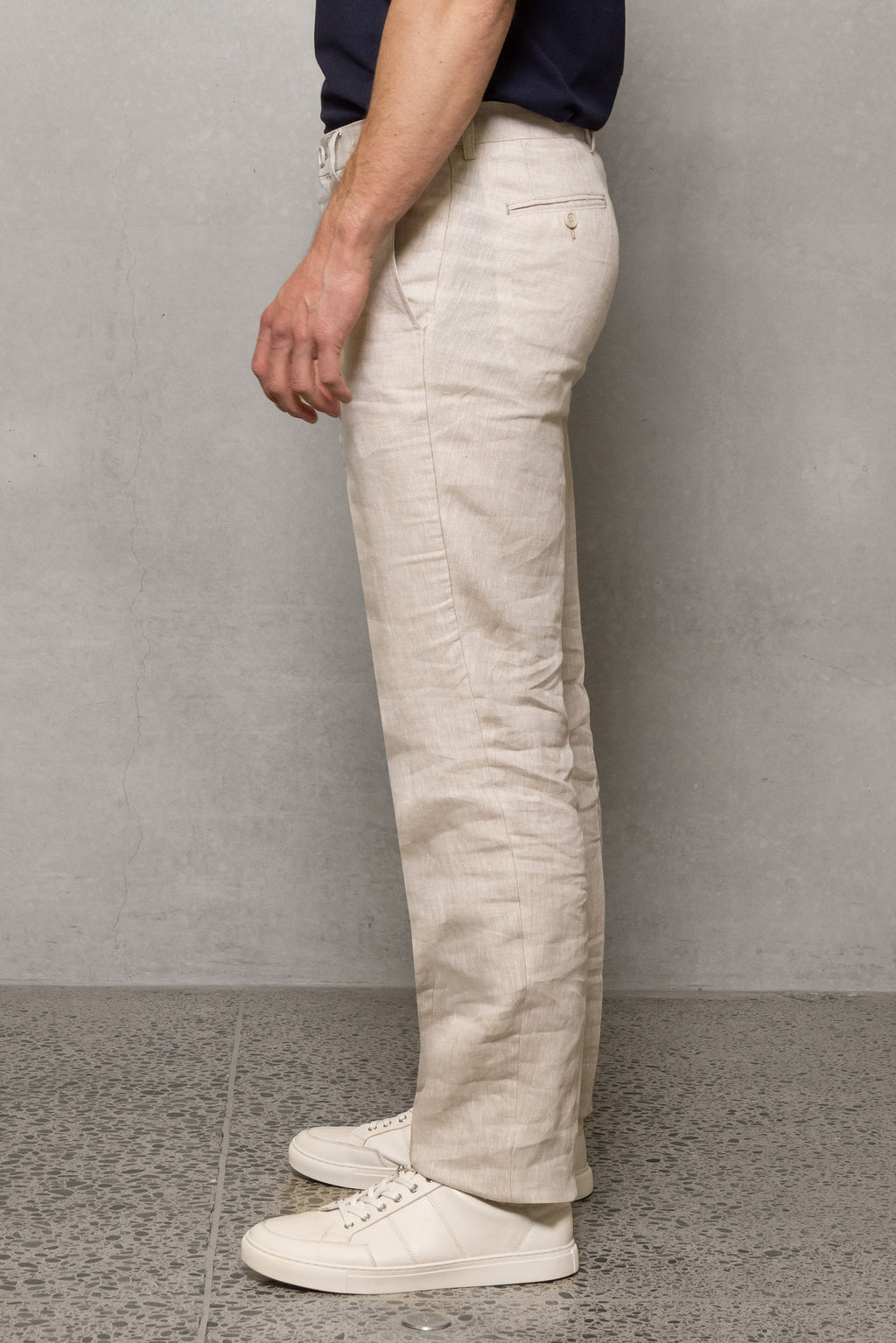 Cutler & Co Straight Linen Trouser - Oatmeal