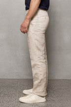 Cutler & Co Straight Linen Trouser - Oatmeal