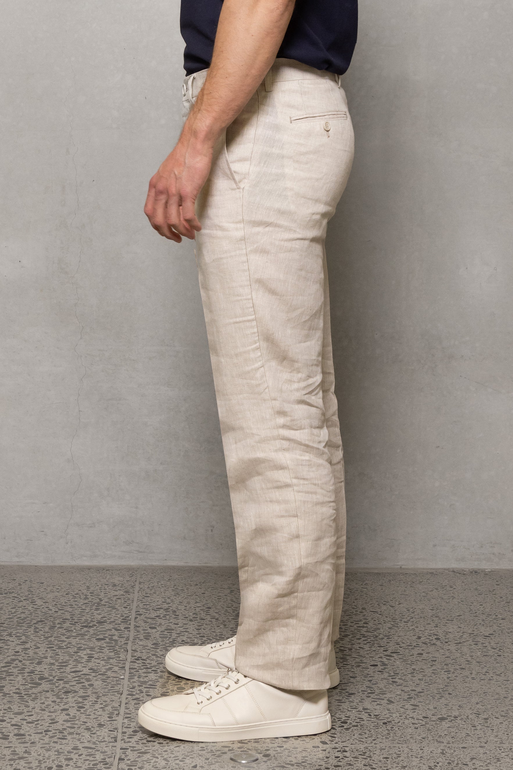 Cutler & Co Straight Linen Trouser - Oatmeal