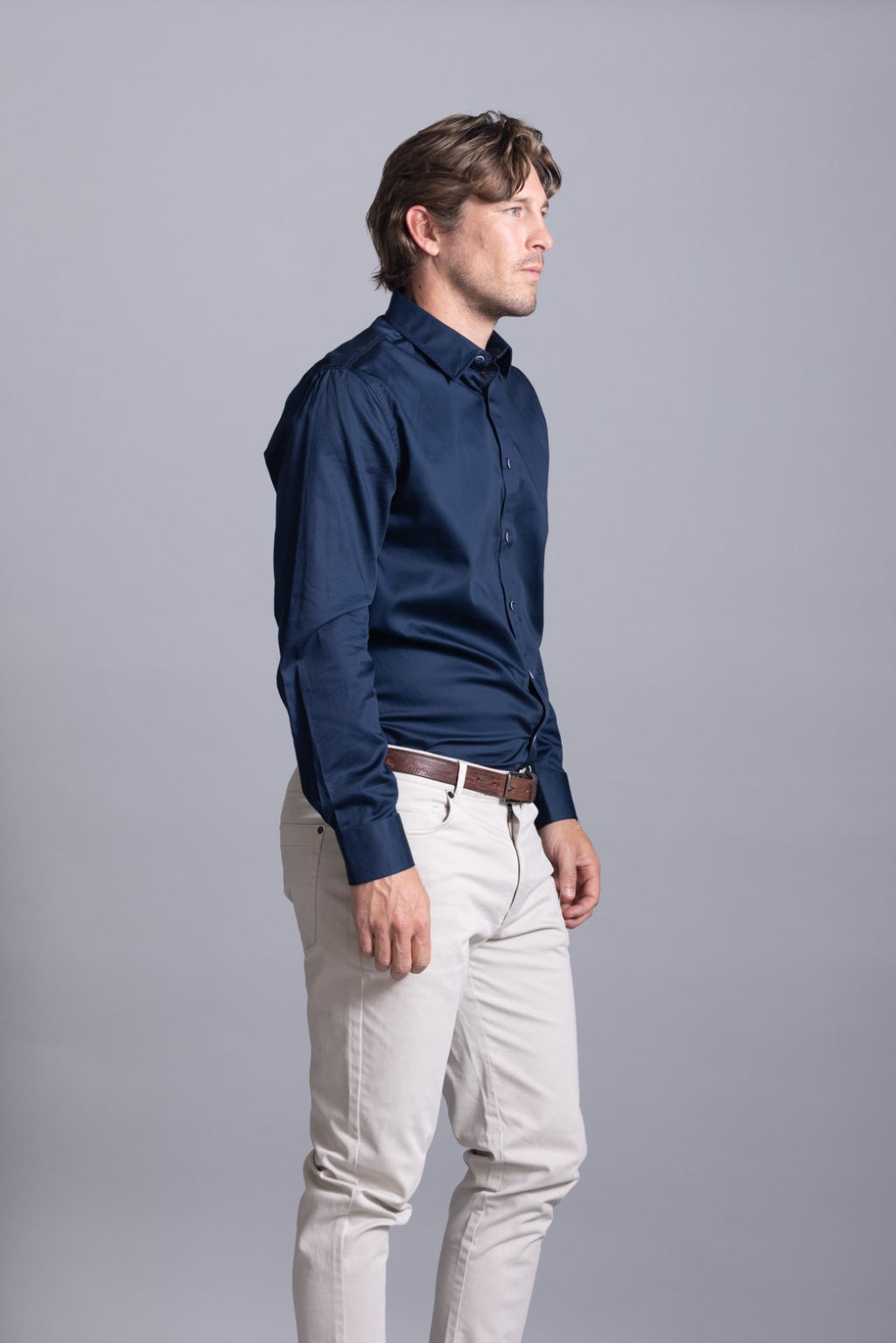 Cutler & Co Blaine Long Sleeved Shirt: Plain - Thunderstorm