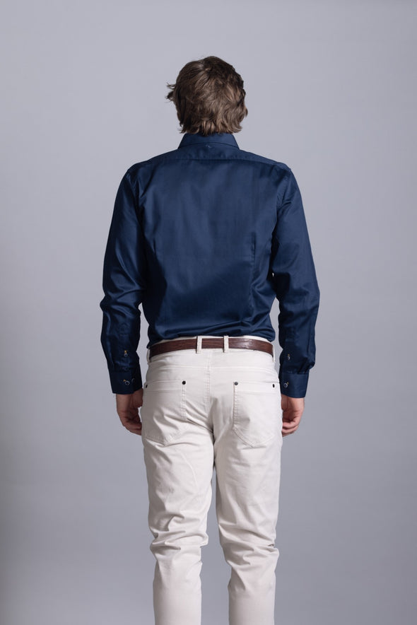 Cutler & Co Blaine Long Sleeved Shirt: Plain - Thunderstorm