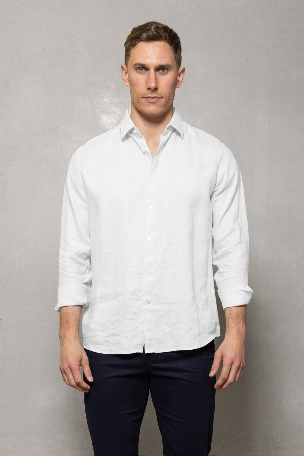 Cutler & Co Blake Linen Long Sleeve Shirt - White