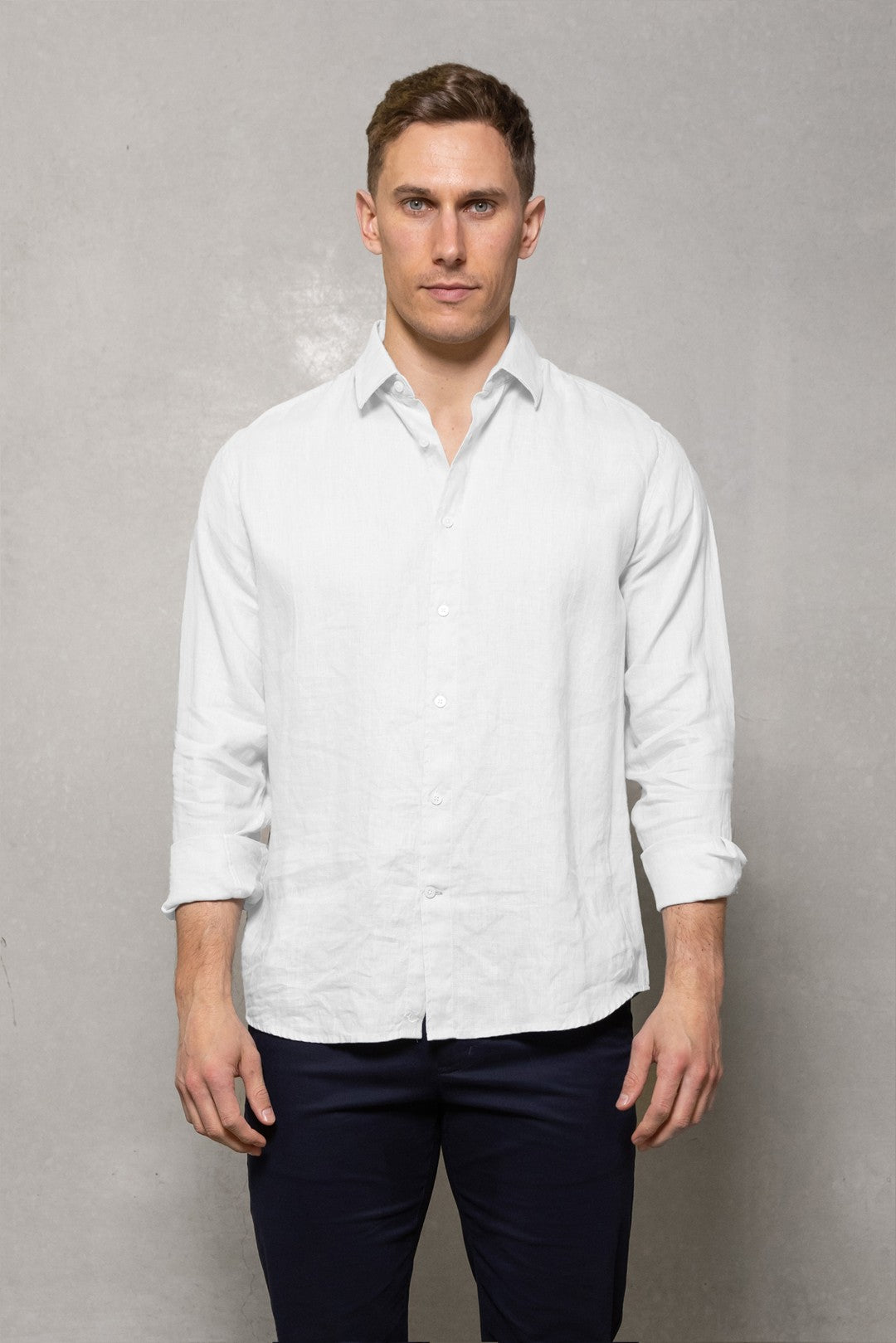 Cutler & Co Blake Linen Long Sleeve Shirt - White