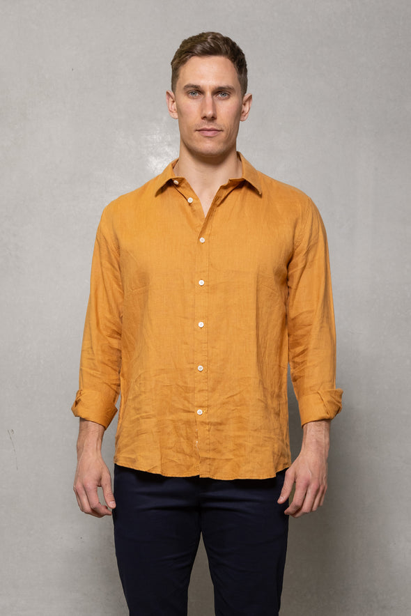 Cutler & Co Blake Linen Long Sleeve Shirt - Gold