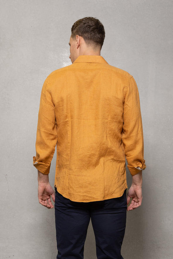 Cutler & Co Blake Linen Long Sleeve Shirt - Gold