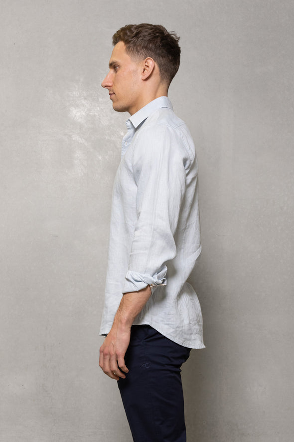 Cutler & Co Blake Linen Long Sleeve Shirt - Baby Blue