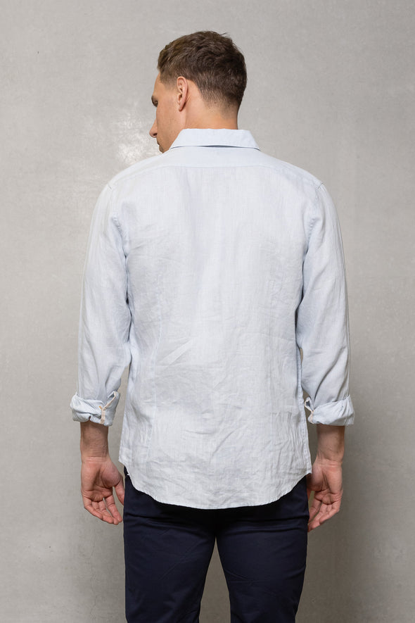 Cutler & Co Blake Linen Long Sleeve Shirt - Baby Blue