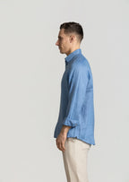 Cutler & Co Blake Linen Long Sleeve Shirt - Azure