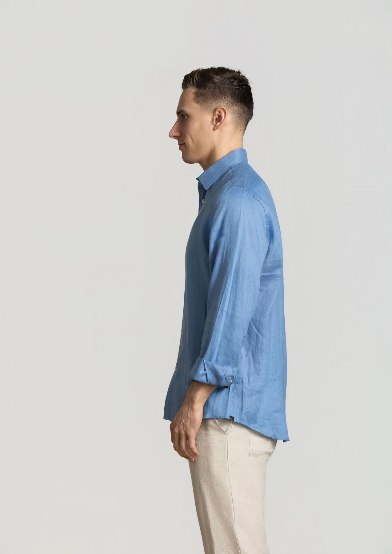 Cutler & Co Blake Linen Long Sleeve Shirt - Azure