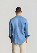 Cutler & Co Blake Linen Long Sleeve Shirt - Azure
