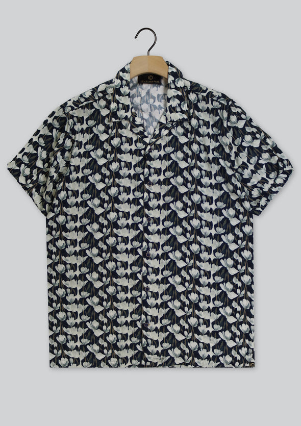 Cutler & Co Will Short Sleeve Shirt: Floral Print - Indigo