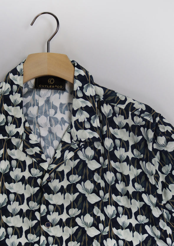 Cutler & Co Will Short Sleeve Shirt: Floral Print - Indigo