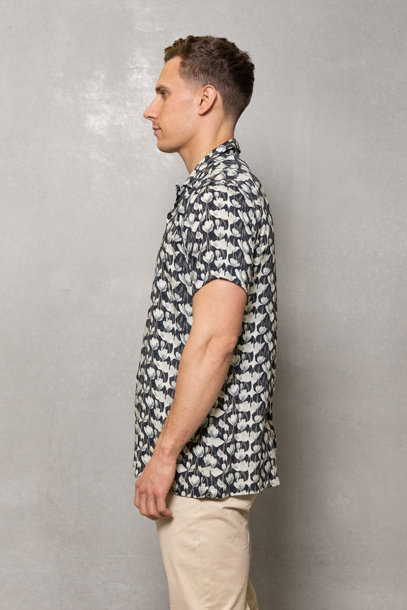 Cutler & Co Will Short Sleeve Shirt: Floral Print - Indigo