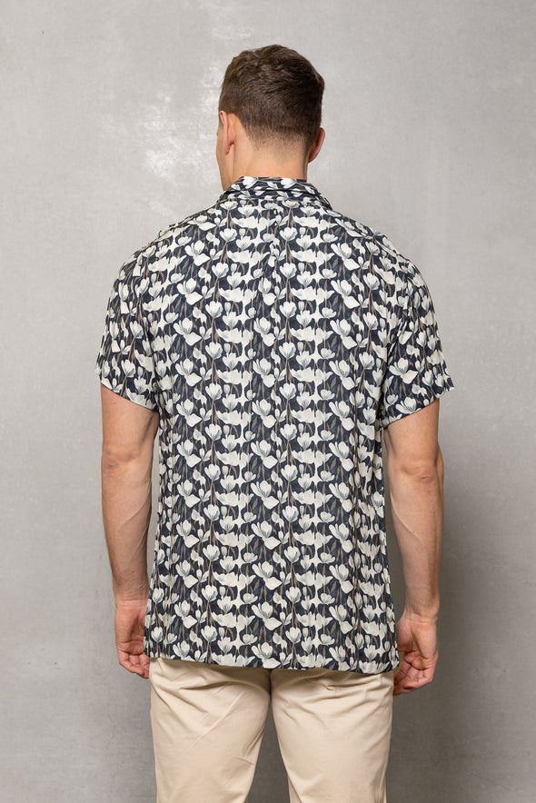 Cutler & Co Will Short Sleeve Shirt: Floral Print - Indigo