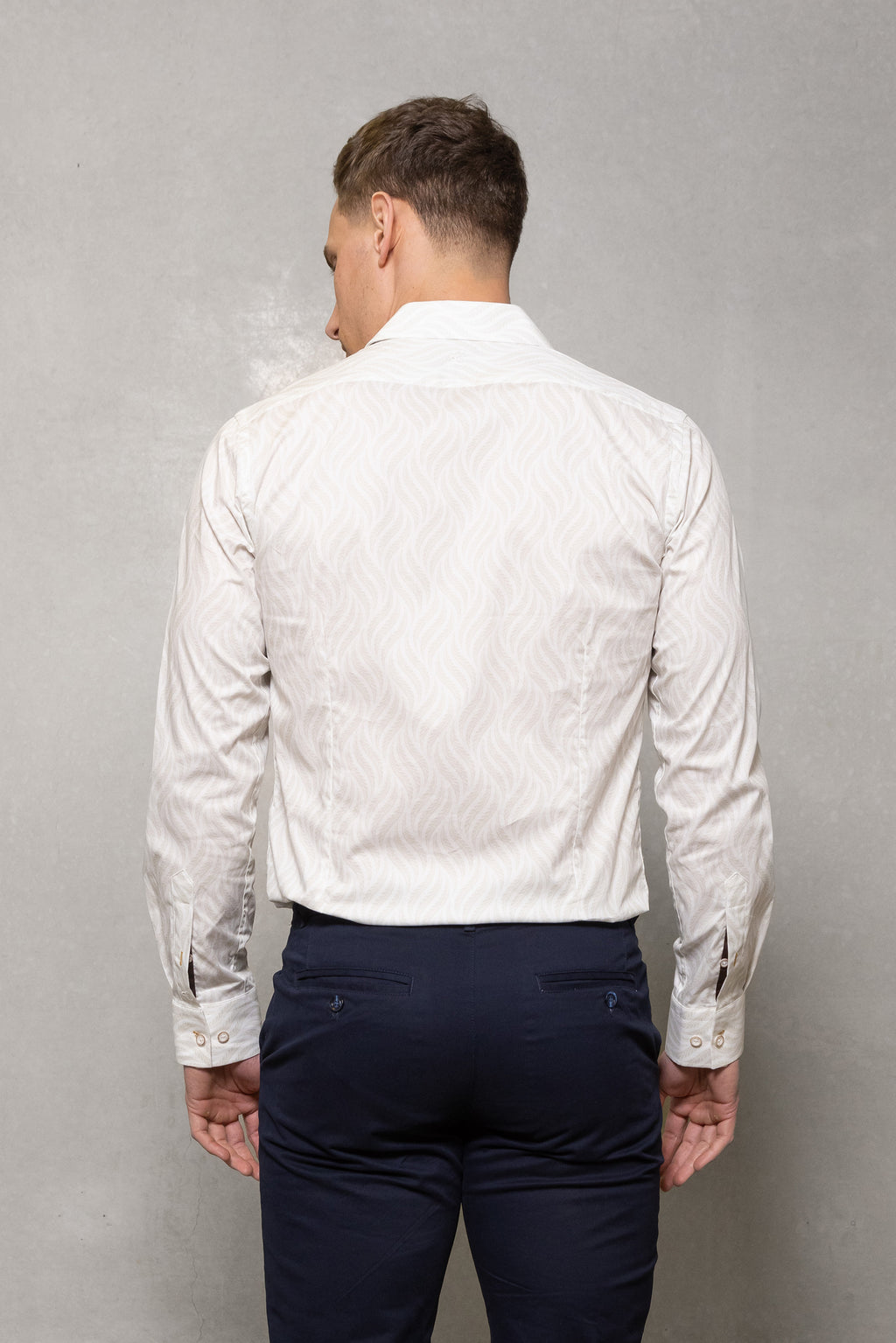 Cutler & Co Blake Long Sleeved Shirt: Wave Print - Bone