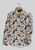 Cutler & Co Blake Long Sleeved Shirt: Watercolour Print - Gold