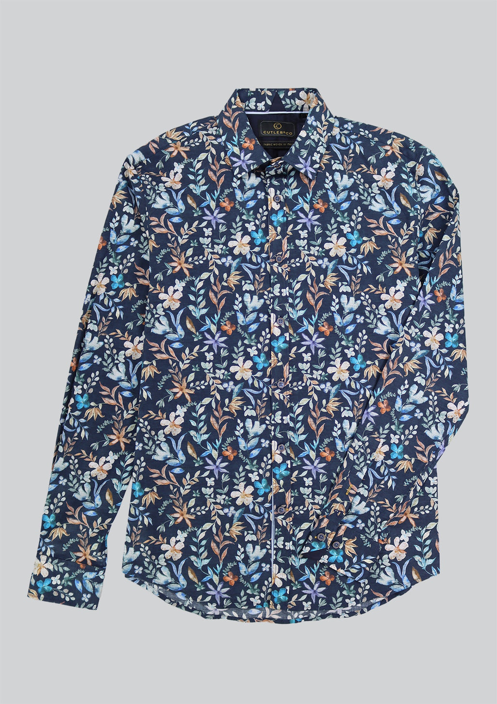 Cutler & Co Richard Long Sleeve Shirt: Floral Print - Kelp